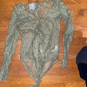 Olive green military lace skims bikini bodysuit onesie Halloween sexy date club